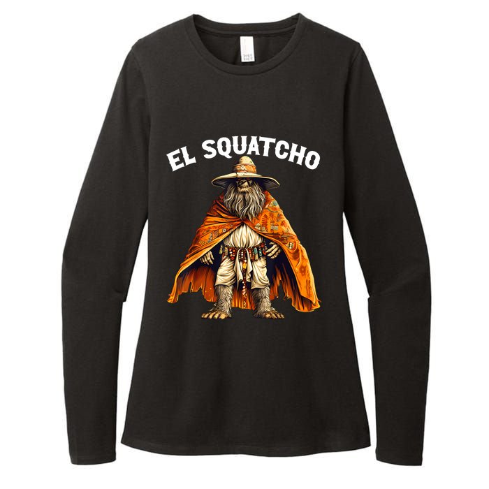 Funny El Squatcho Poncho Western Bigfoot Sasquatch Lover Womens CVC Long Sleeve Shirt