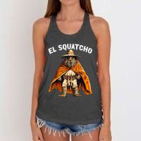 Funny El Squatcho Poncho Western Bigfoot Sasquatch Lover Women's Knotted Racerback Tank