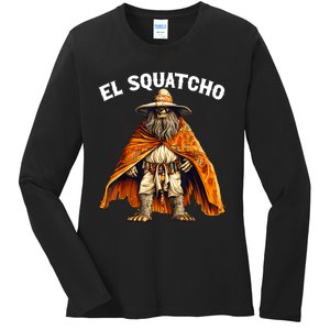 Funny El Squatcho Poncho Western Bigfoot Sasquatch Lover Ladies Long Sleeve Shirt