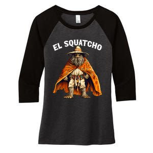 Funny El Squatcho Poncho Western Bigfoot Sasquatch Lover Women's Tri-Blend 3/4-Sleeve Raglan Shirt