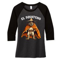 Funny El Squatcho Poncho Western Bigfoot Sasquatch Lover Women's Tri-Blend 3/4-Sleeve Raglan Shirt