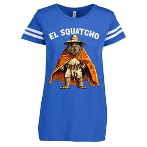 Funny El Squatcho Poncho Western Bigfoot Sasquatch Lover Enza Ladies Jersey Football T-Shirt