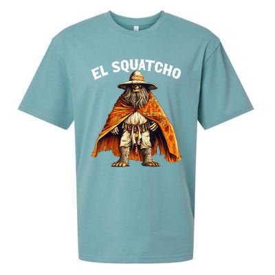 Funny El Squatcho Poncho Western Bigfoot Sasquatch Lover Sueded Cloud Jersey T-Shirt