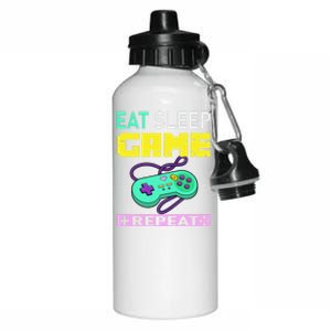 Funny Eat Sleep Game Repeat Tee For Video Games Lovers Cute Gift Aluminum Water Bottle