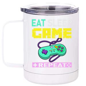 Funny Eat Sleep Game Repeat Tee For Video Games Lovers Cute Gift 12 oz Stainless Steel Tumbler Cup