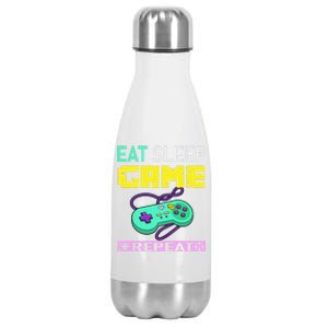 Funny Eat Sleep Game Repeat Tee For Video Games Lovers Cute Gift Stainless Steel Insulated Water Bottle