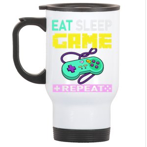 Funny Eat Sleep Game Repeat Tee For Video Games Lovers Cute Gift Stainless Steel Travel Mug