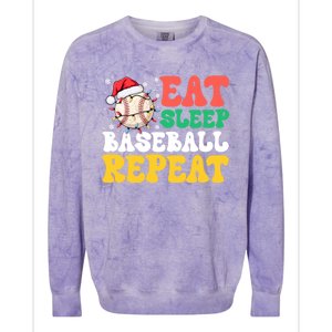 Funny Eat Sleep Baseball Repeat Christmas Snowflakes Xmas Cool Gift Colorblast Crewneck Sweatshirt