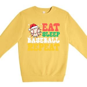 Funny Eat Sleep Baseball Repeat Christmas Snowflakes Xmas Cool Gift Premium Crewneck Sweatshirt