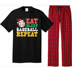 Funny Eat Sleep Baseball Repeat Christmas Snowflakes Xmas Cool Gift Pajama Set