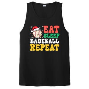 Funny Eat Sleep Baseball Repeat Christmas Snowflakes Xmas Cool Gift PosiCharge Competitor Tank