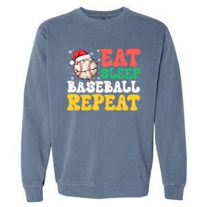 Funny Eat Sleep Baseball Repeat Christmas Snowflakes Xmas Cool Gift Garment-Dyed Sweatshirt