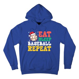 Funny Eat Sleep Baseball Repeat Christmas Snowflakes Xmas Cool Gift Hoodie