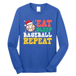 Funny Eat Sleep Baseball Repeat Christmas Snowflakes Xmas Cool Gift Long Sleeve Shirt