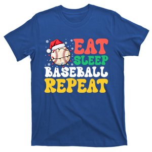 Funny Eat Sleep Baseball Repeat Christmas Snowflakes Xmas Cool Gift T-Shirt