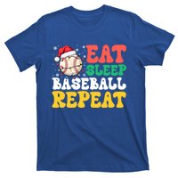 Funny Eat Sleep Baseball Repeat Christmas Snowflakes Xmas Cool Gift T-Shirt