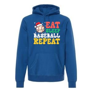 Funny Eat Sleep Baseball Repeat Christmas Snowflakes Xmas Cool Gift Premium Hoodie