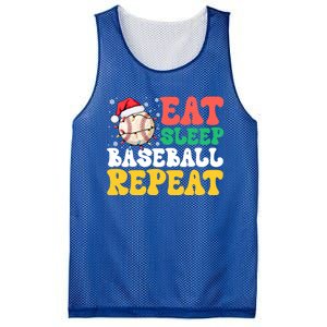 Funny Eat Sleep Baseball Repeat Christmas Snowflakes Xmas Cool Gift Mesh Reversible Basketball Jersey Tank