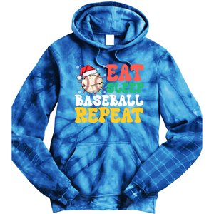 Funny Eat Sleep Baseball Repeat Christmas Snowflakes Xmas Cool Gift Tie Dye Hoodie