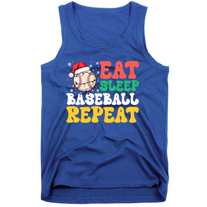 Funny Eat Sleep Baseball Repeat Christmas Snowflakes Xmas Cool Gift Tank Top