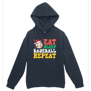 Funny Eat Sleep Baseball Repeat Christmas Snowflakes Xmas Cool Gift Urban Pullover Hoodie