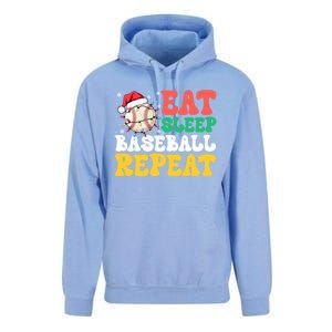 Funny Eat Sleep Baseball Repeat Christmas Snowflakes Xmas Cool Gift Unisex Surf Hoodie