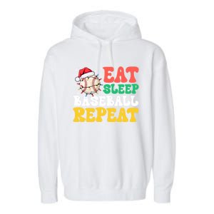 Funny Eat Sleep Baseball Repeat Christmas Snowflakes Xmas Cool Gift Garment-Dyed Fleece Hoodie