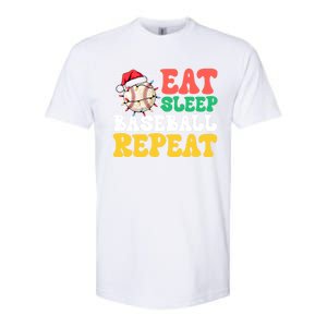 Funny Eat Sleep Baseball Repeat Christmas Snowflakes Xmas Cool Gift Softstyle CVC T-Shirt