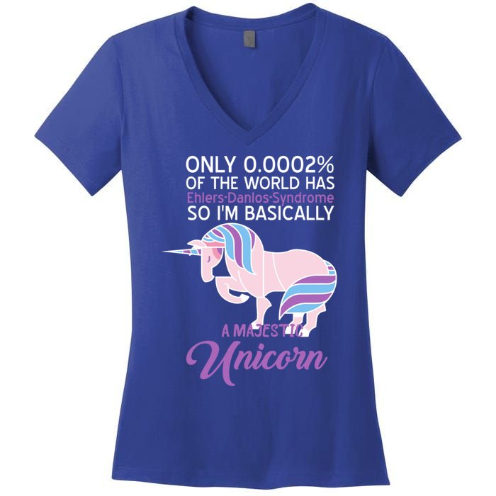 Funny Ehlersdanlos Syndrome Awareness Unicorn Lover Humor Gift Women's V-Neck T-Shirt