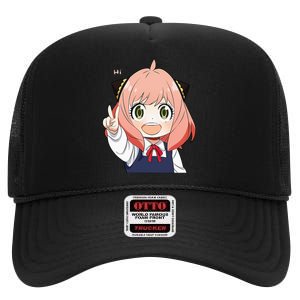 Funny Emotion Smile Heh. A Cute Girl For Family Holidays High Crown Mesh Back Trucker Hat