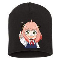 Funny Emotion Smile Heh. A Cute Girl For Family Holidays Short Acrylic Beanie