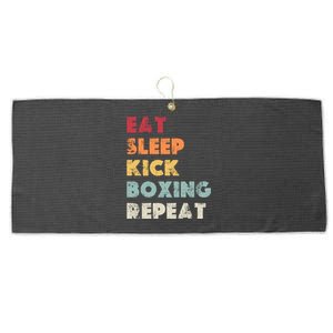 Funny Eat Sleep Kickboxing Repeat Mixed Martial Arts Cute Gift Large Microfiber Waffle Golf Towel