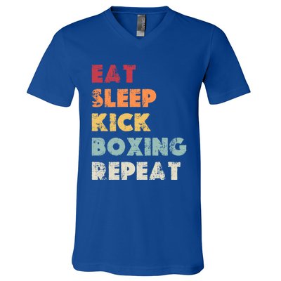 Funny Eat Sleep Kickboxing Repeat Mixed Martial Arts Cute Gift V-Neck T-Shirt