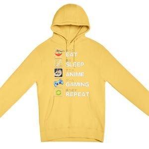 Funny Eat Sleep Anime Gaming Repeat Kawaii Otaku Gamer Anime Manga Premium Pullover Hoodie