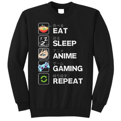 Funny Eat Sleep Anime Gaming Repeat Kawaii Otaku Gamer Anime Manga Sweatshirt