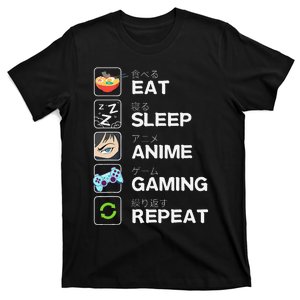 Funny Eat Sleep Anime Gaming Repeat Kawaii Otaku Gamer Anime Manga T-Shirt