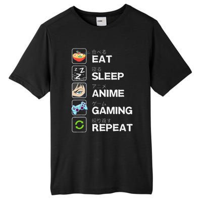 Funny Eat Sleep Anime Gaming Repeat Kawaii Otaku Gamer Anime Manga Tall Fusion ChromaSoft Performance T-Shirt