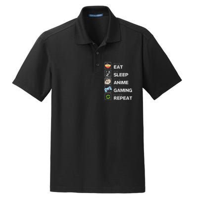 Funny Eat Sleep Anime Gaming Repeat Kawaii Otaku Gamer Anime Manga Dry Zone Grid Polo