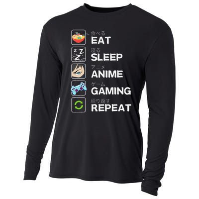 Funny Eat Sleep Anime Gaming Repeat Kawaii Otaku Gamer Anime Manga Cooling Performance Long Sleeve Crew