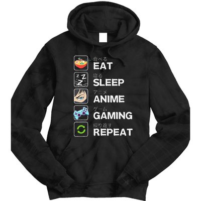 Funny Eat Sleep Anime Gaming Repeat Kawaii Otaku Gamer Anime Manga Tie Dye Hoodie