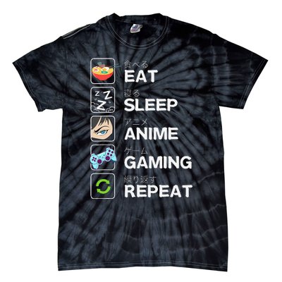 Funny Eat Sleep Anime Gaming Repeat Kawaii Otaku Gamer Anime Manga Tie-Dye T-Shirt