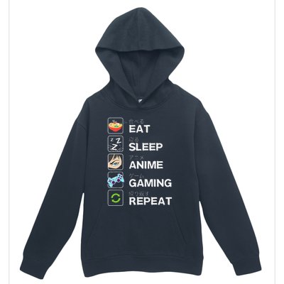 Funny Eat Sleep Anime Gaming Repeat Kawaii Otaku Gamer Anime Manga Urban Pullover Hoodie