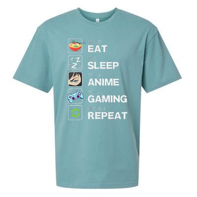 Funny Eat Sleep Anime Gaming Repeat Kawaii Otaku Gamer Anime Manga Sueded Cloud Jersey T-Shirt