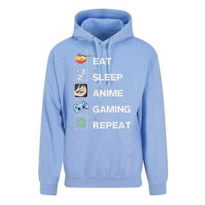 Funny Eat Sleep Anime Gaming Repeat Kawaii Otaku Gamer Anime Manga Unisex Surf Hoodie