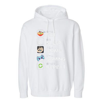 Funny Eat Sleep Anime Gaming Repeat Kawaii Otaku Gamer Anime Manga Garment-Dyed Fleece Hoodie