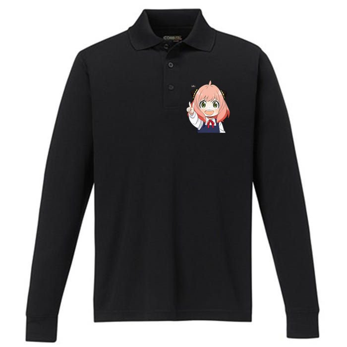 Funny Emotion Smile Heh. A Cute Girl For Family Holidays Performance Long Sleeve Polo