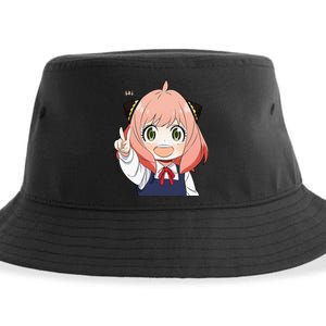 Funny Emotion Smile Heh. A Cute Girl For Family Holidays Sustainable Bucket Hat