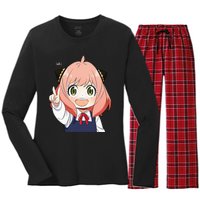 Funny Emotion Smile Heh. A Cute Girl For Family Holidays Women's Long Sleeve Flannel Pajama Set 