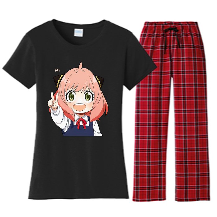 Funny Emotion Smile Heh. A Cute Girl For Family Holidays Women's Flannel Pajama Set