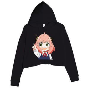 Funny Emotion Smile Heh. A Cute Girl For Family Holidays Crop Fleece Hoodie